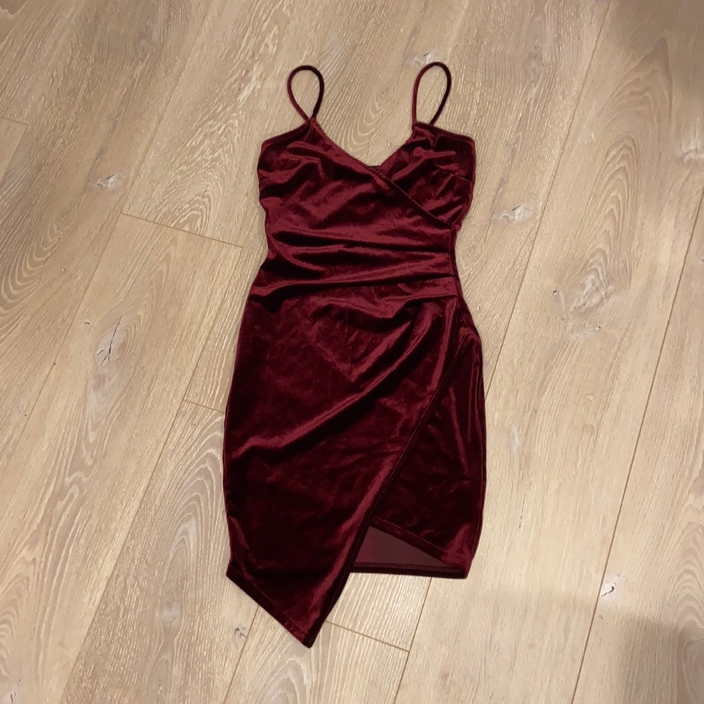Maroon velvet dress